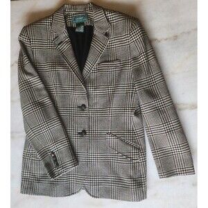 Lauren Ralph Lauren WMN 12 Herringbone Blazer Jacket Wool, Cashmere & Silk Blend